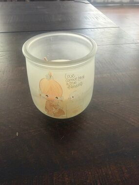 Precious Moments Frosted Glass Candle Holder with Friendship Artwork